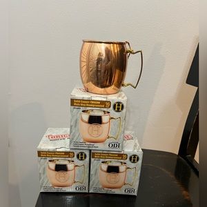 Four Moscow Mule Copper Cups with “H” Monogram